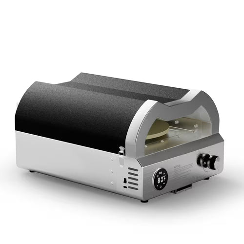12 In. Propane Pizza Oven, Outdoor Pizza Oven in Black with Rotating Pizza Stone, Pizza Cutter and Glove